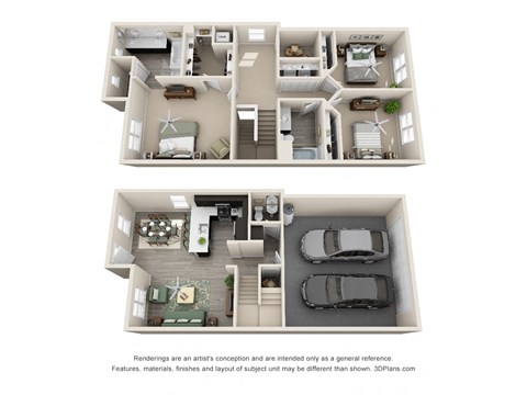 Luxury Townhouse Floorplan Unit 3B Both Floors